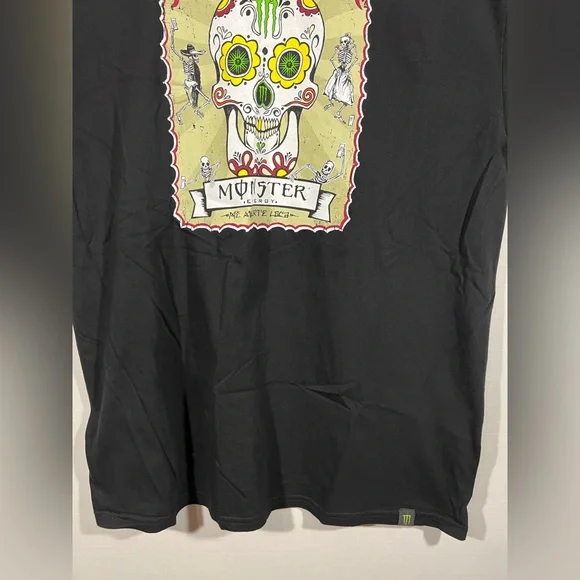Monster Energy Shirt Mens XL Black Short Sleeve T-Shirt Mi Muerta Loca Skull - Picture 7 of 11